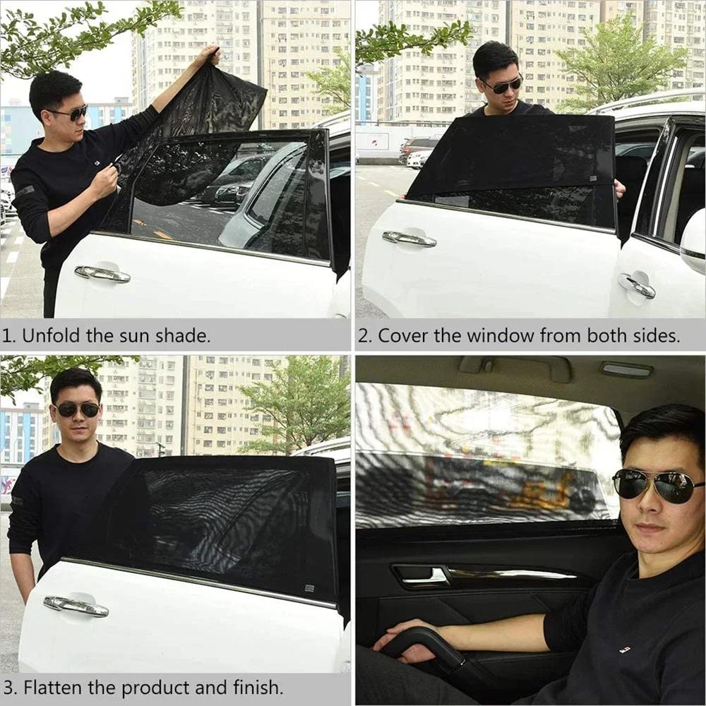 2PCS NEW Mesh Sun Visor Protection Window Films Car Sun Shade Styling Accessories Auto UV Protect Curtain Side Window Sunshade