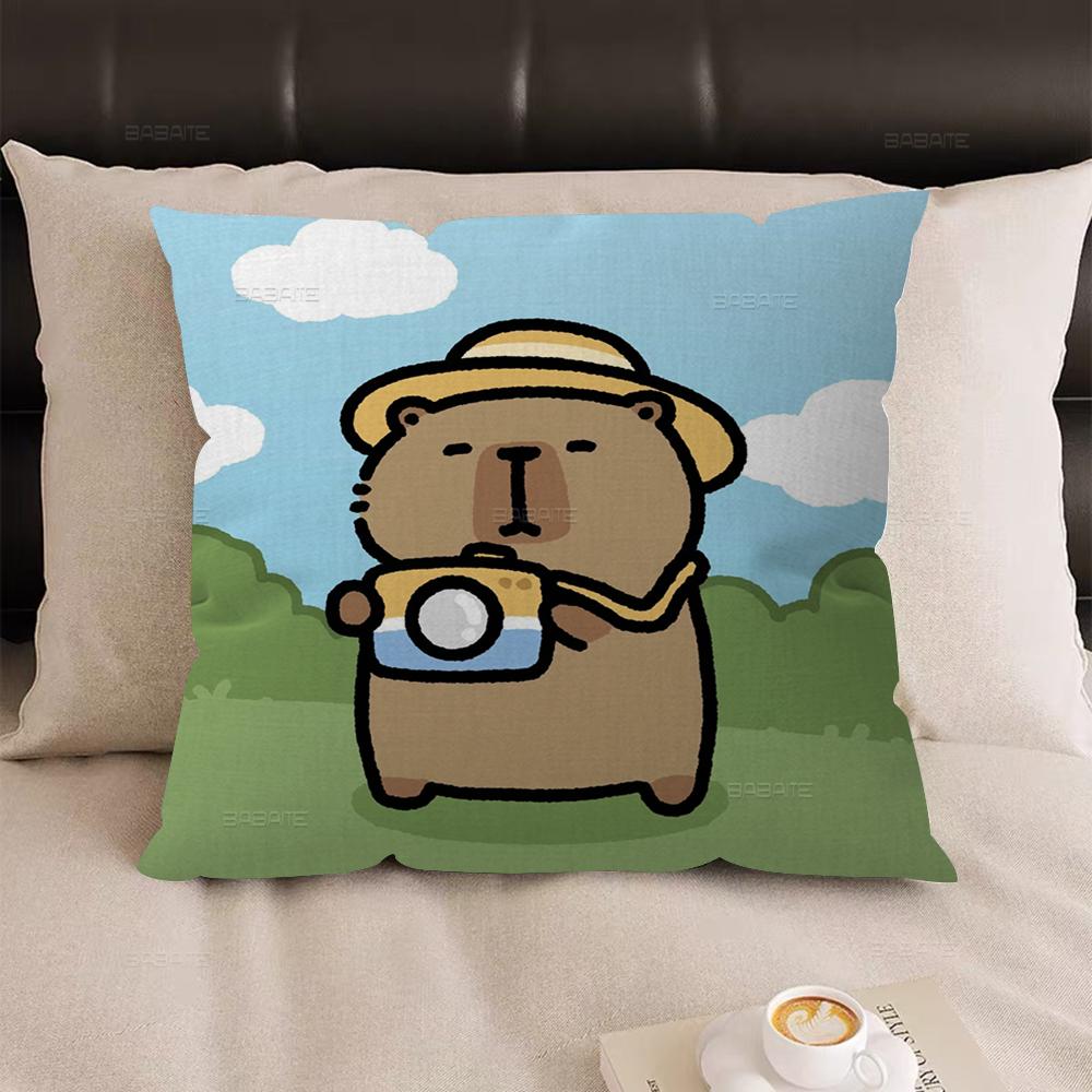 Cute Cartoon Capybara Office Cushion Pillowcase Car Cushion Cover45X45CM Lumbar Pillowcase Sofa Pillowcover