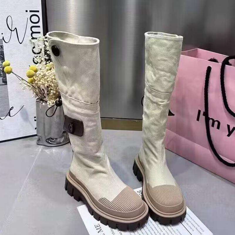 Flats Women Cowboy Boots Knee High Designer Shoes Autumn Dress Woman Boots 2025 New Goth Gladiator High Botas De Mujer