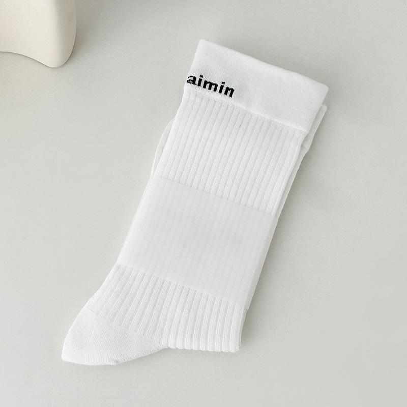 Female Spring and Autumn Macarone Solid Color Anti Pilling Sports Tall Cotton Socks