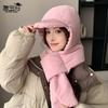 Winter Windproof Ear Protection Pullover Hat Outdoor Versatile Fashion Hat Scarf Integrated Cycling and Skiing Women's Thermal Hat