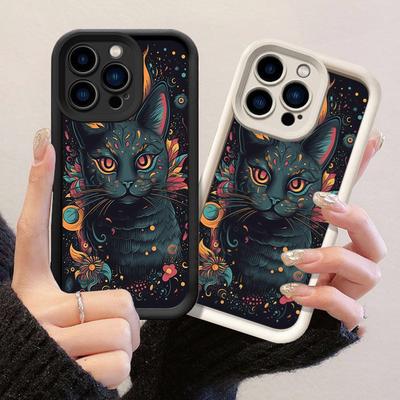 JT368 Mystical Black Cat Aesthetic for iPhone 17 16 15 14 13 Pro Max Samsung S26 S25 Ultra A17 A07 A56 A16 Xiaomi 15T Redmi 15c Note 14 13 Soft Case