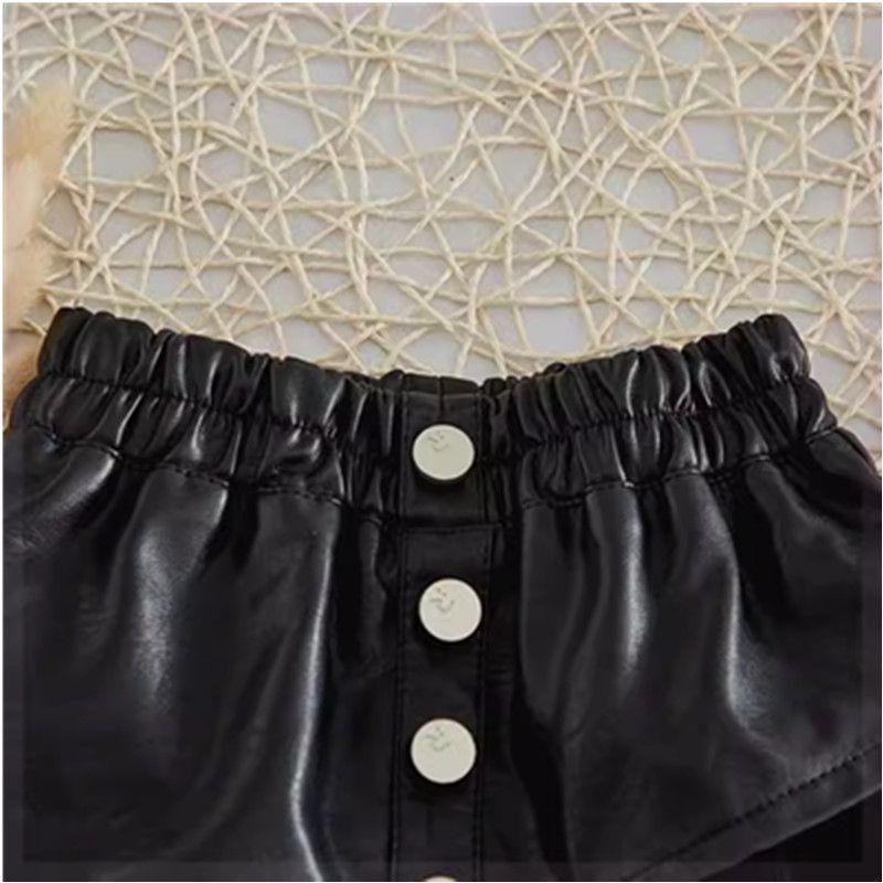 Meiteņu pusgari svārki pavasara un rudens modes korejiešu bērnu sieta svārki Meiteņu PU ādas svārki