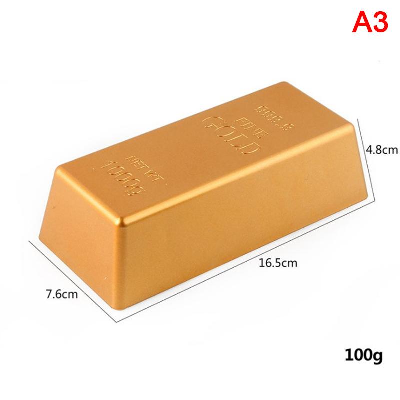 Falešná zlatá tyč Plastové zlaté těžítko Home Decor Bullion Bar Simulation