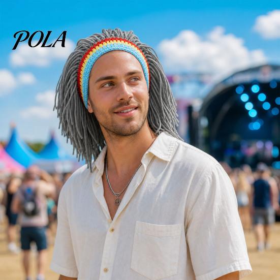 Perückenmütze, Hohe Elastizität Gestrickte Wolle Handgehäkelt Lustige Mütze, Dreads-Design Wollene Perückenkappe für Party Halloween Tägliches Tragen