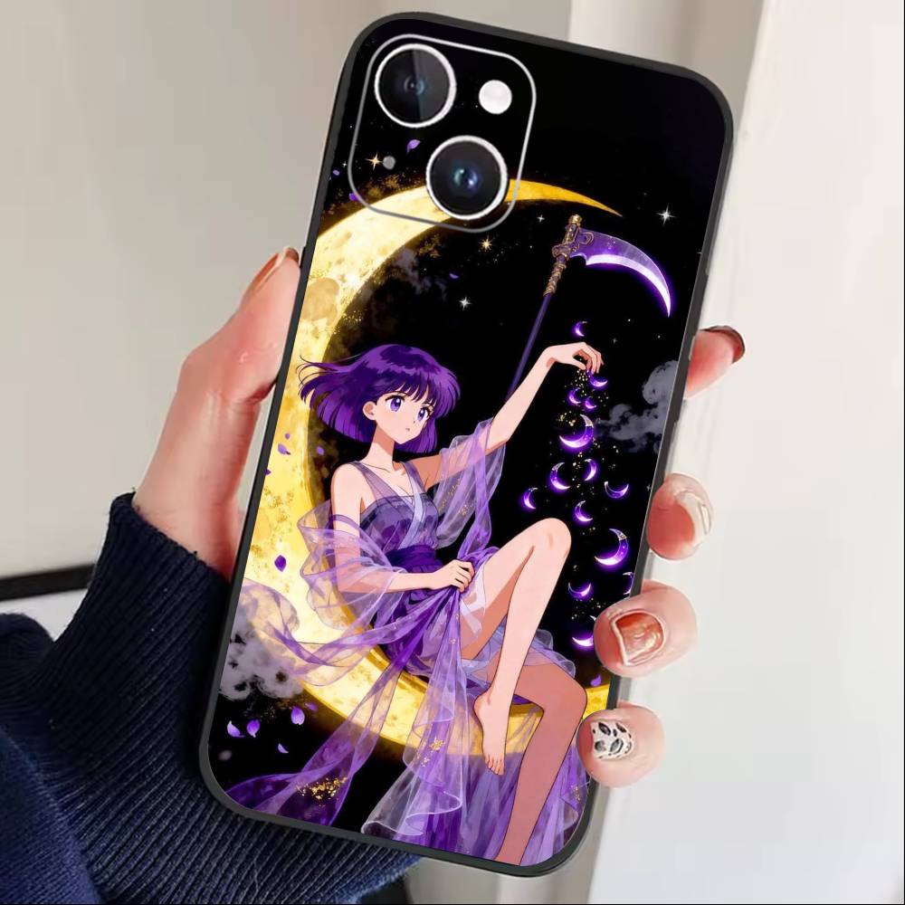 Cartoon Y-Sailor Moon Phone Case For iPhone 16,15,14,13,12,17,Pro Max,Plus Silicone Black Case
