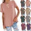 T-shirt da Donna Europea e Americana 2021 Scollo a V Manica Corta Tasca Ampia per Primavera ed Estate