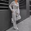 Completo Due Pezzi Primavera/Autunno: Cardigan Trendy con Cappuccio Slim-Fit Casual Set Due Pezzi per Donna