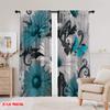 2pcs,2D Plane Printing Curtain Fabric Butterfly Bloom Versatile Polyester (without Rod) Decorations Inside for Season Home Decor