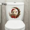 Cute Holiday Toilet Seat Art Christmas Sheep Stickers, Self-Adhesive Lamb Lid Decals, Waterproof Bathroom Wall Stickers Xmas Decor for Tank Tile Home