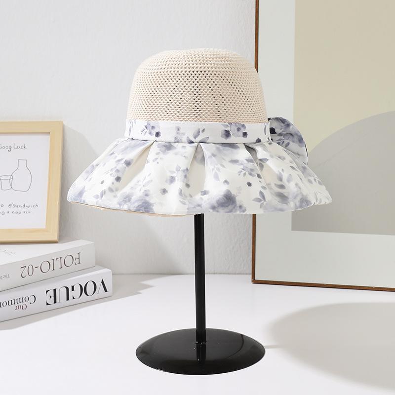 

2025 Spring Summer New Portable Foldable Breathable Sunscreen Fishing Cap Outdoor Travel Comfortable Shade Hat Water Ink Style single code світло-сірий колір