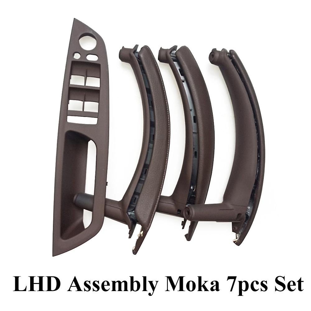 LHD RHD Car Interior Armrest Door Handle Inner Panel Pull Trim Leather Outer Cover Set For BMW X5 X6 E70 E71 E72 2007-2013