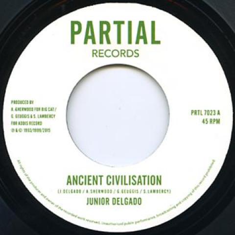 7inch Record JUNIOR DELGADO / RESTLESS MASHAITS - Ancient Civilisation / Faya Dubplat PRTL7023 Partial UK 1993 UK Reggae, Ska & Dub