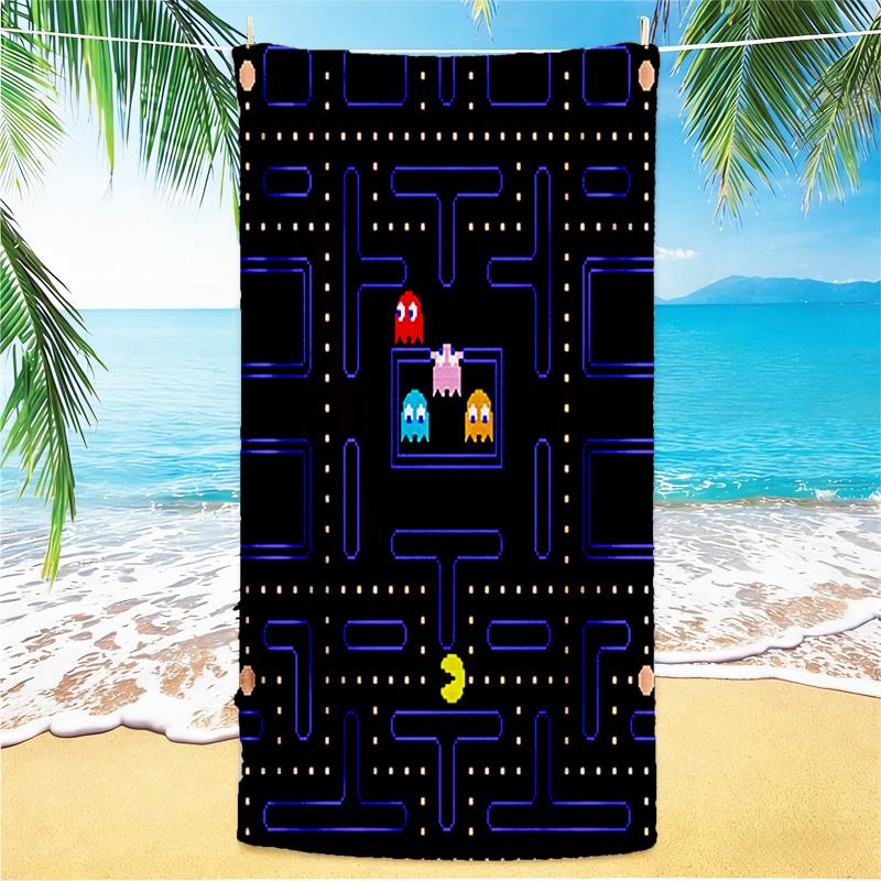 1pc Pacman Adventure beach towel,quick drying absorbent beach towel,outdoor sports swimming beach towel,Soft and comfortable Y73056
