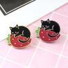 Women Men Strawberry Lapel Pin Black Cat Badge Pin Cat Brooch Lapel Brooch Enamel Pin Brooches Pin