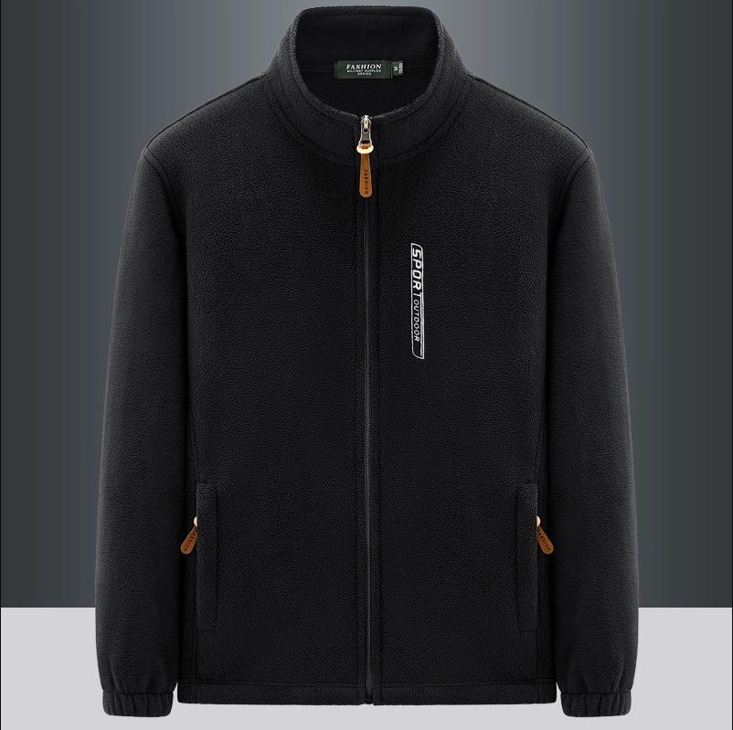 Men's Plus Size Windproof Fleece Jacket - Outdoor Sports Stand Collar Cardigan
