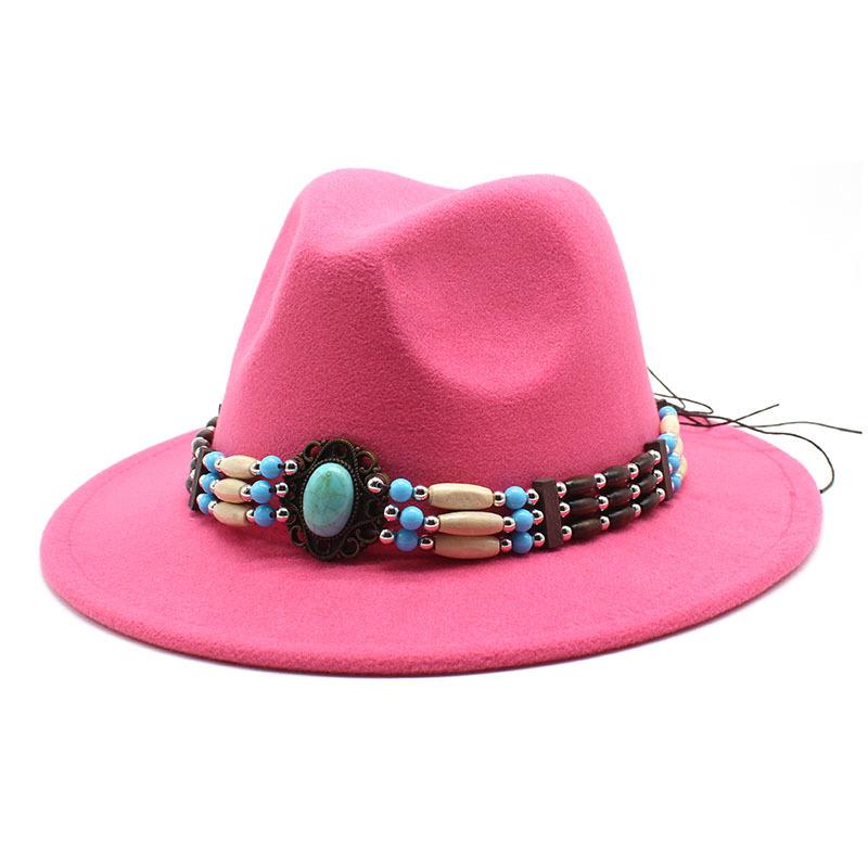 Jazz Hat Woolen Imitation Wool Felt Hat Neutral Versatile Top Hat Men'S And Women'S Cowboy Hats