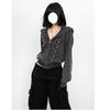 Women's Autumn Distressed Hooded Retro Cardigan - Versatile, Trendy Court Style Jacket