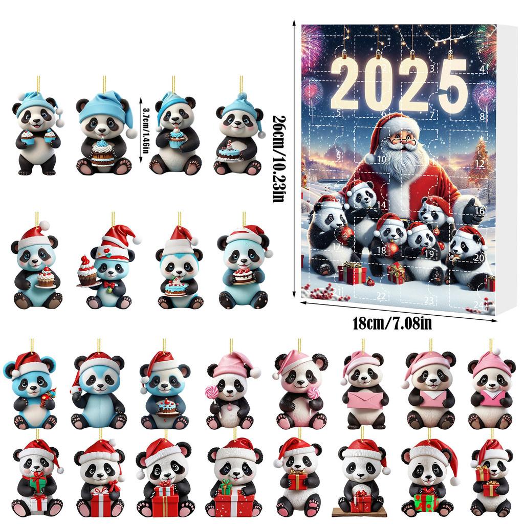 Christmas Panda Countdown Calendar With Acrylic Components For Holiday Decor Gift For Kids