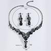 Cross border retro style creative fashion luxury diamond inlaid flower leaf multi-color necklace earring set for women