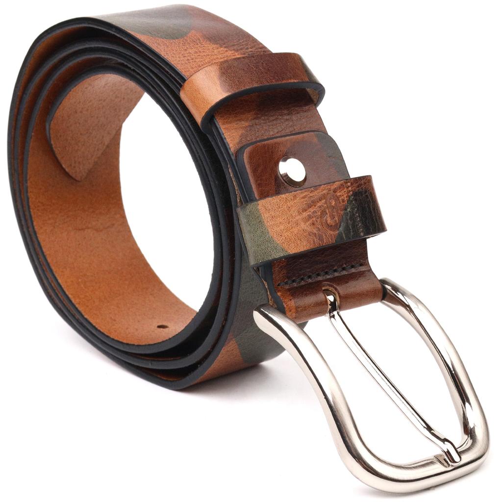 Belt for Men In Military Style Made of Genuine Leather GRANDE PELLE Leather Belt 21478 Multicolored