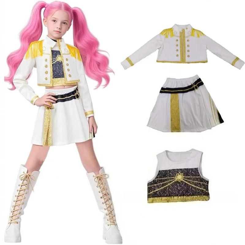 Kids Girls Kpop Demon Hunters Cosplay Costume Rumi Zoey Mira Uniform Suit for Halloween Performance Party Roleplay Outfits