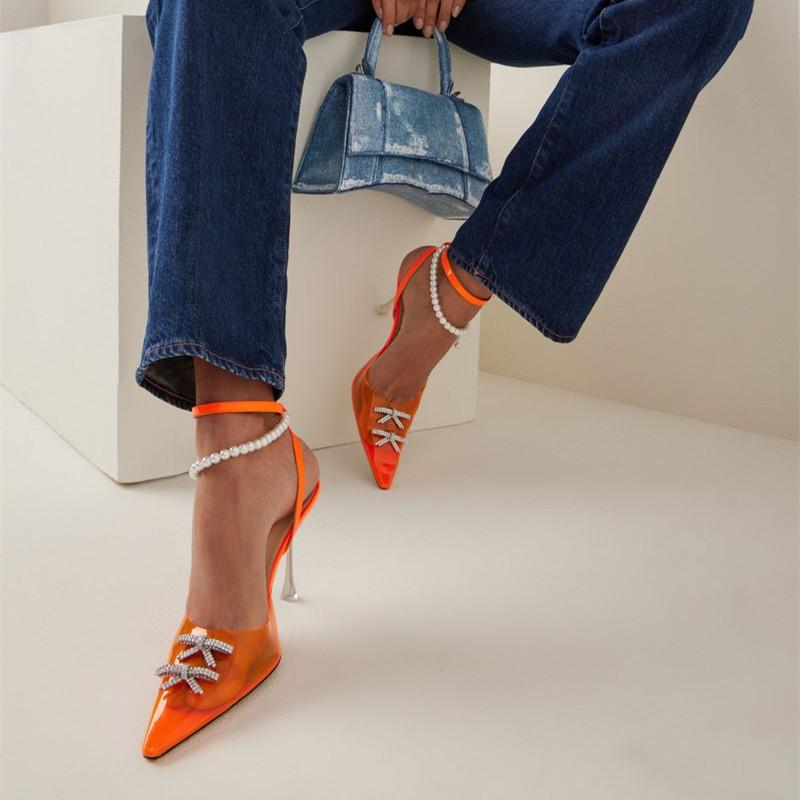 Fashion Clearance!!! Fashion Women Pumps Sandals Summer Sexy Slingback High Heels Rhinestones Elegant Pointed Toe Party Wedding Shoes