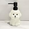 Dispensador de Sabão para Cães em Cerâmica de 400ML com Bomba Plástica, Recipiente Reabastecível em Formato de Filhote para Sabonete Líquido de Mãos, Frasco Vazio para Gel de Banho e Loção para Banheiro