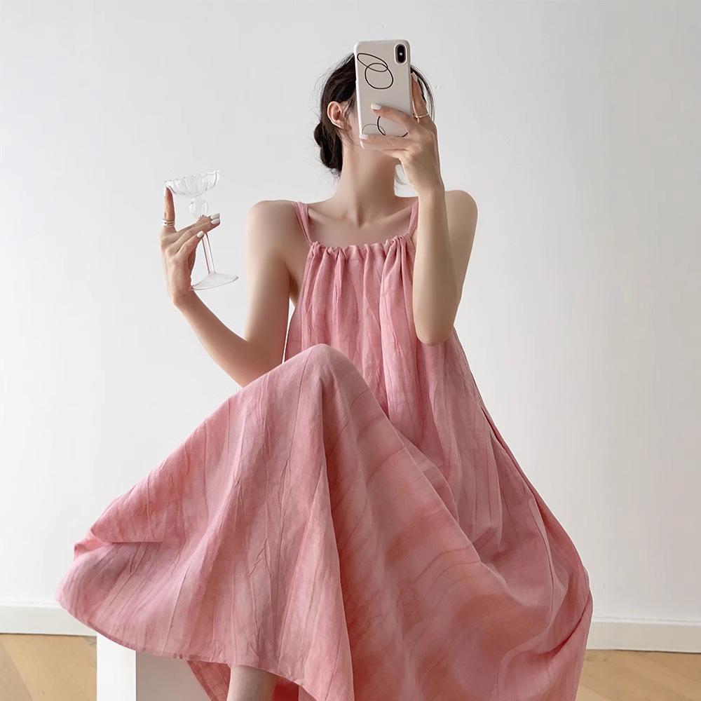 Dopamine Pink Ombre Sleeveless Summer Swing Maxi Dress