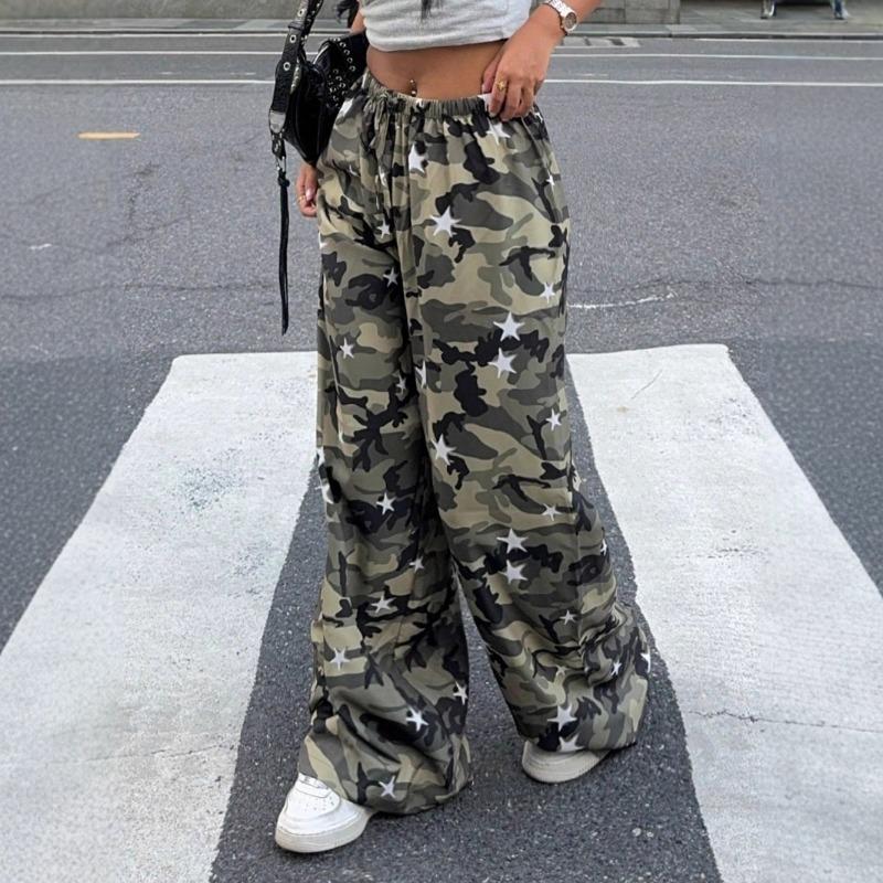 Women's Clothing European American New Camouflage Fashion Slim Low-waist Straight Leg Pants