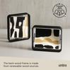 Umbra Bellwood 8x10 Desk Picture Frame with Curved Wood Trim and Rotating Walnut Double-Sided Display,