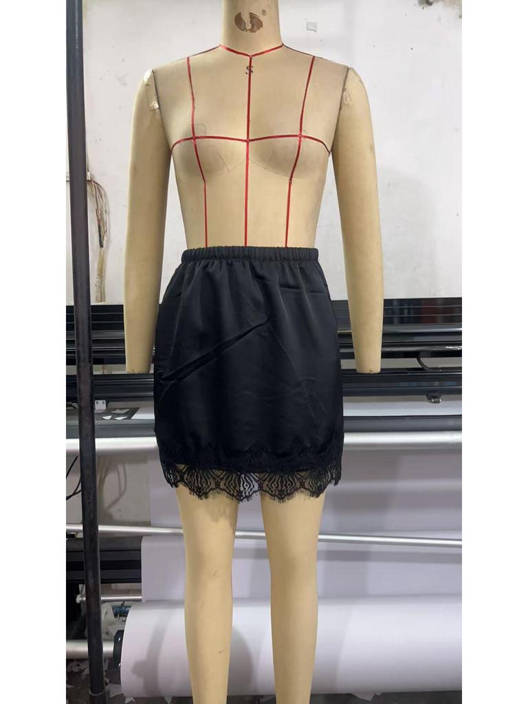 European Lace Patchwork High-Waisted Skirt - Stylish & Versatile Design