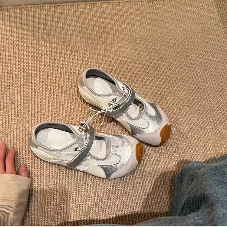 Soft Leather Version~ Retro Ugly Cute Soft-soled German Training Shoes Women's Versatile Round Head Leather Academy Style Casual Sports Forrest Gum