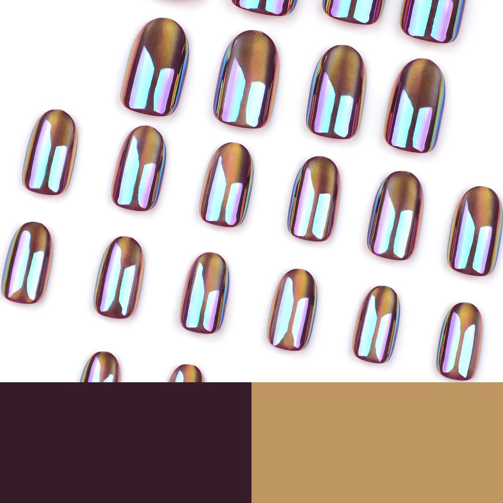 New Aurora Cat's Eye Wearable Nail Art Fake Nails Hot Selling Short Wearable Nail Patch