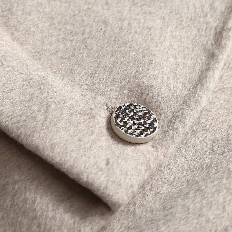 Her Figure Damski Mały Dwustronny Płaszcz Krótki z Mieszanki Wełny z Dekoltem V