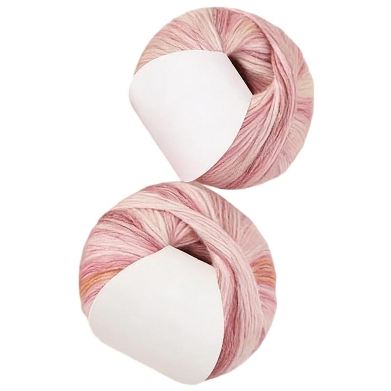 2Pcs Gradient Color Cotton Yarn 250.43Yard Each Knitting Yarn Thread for Sweater Scarves Bag Knitting Crochet Project