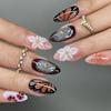 24 Stück tragbare Press-On-Nägel Erdbeer-Schleifen-Design Nagelspitzen Rot Kurz Mandel Perle Sternenlicht Falsche Nagelkunst Blume Falsche Nägel