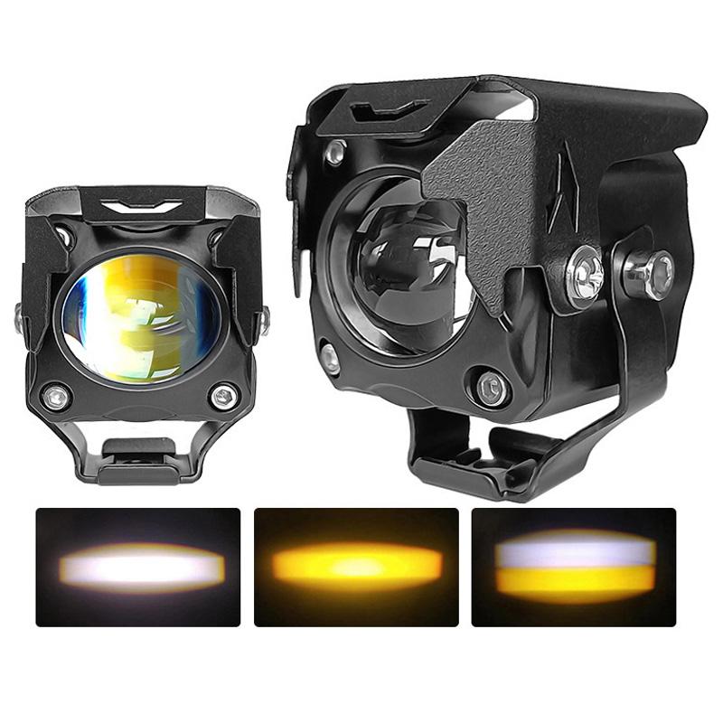2 stücke Universal Motorrad LED Scheinwerfer Scheinwerfer Nebel Licht 20W 5000 Lms LED Scheinwerfer Dual Farbe Weiß Gelb