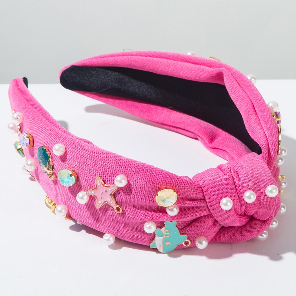 Holiday Style Headbands Alloy Marine Biological Accessories Nail Bead Inlaid Diamond Hair Accessories Women Hairband Hair Band
