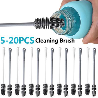 Silicone Bottle Brush Glass Cup Cleaner Long Handle Water Bottle Cleaner Brush for Small Narrow Neck Containers