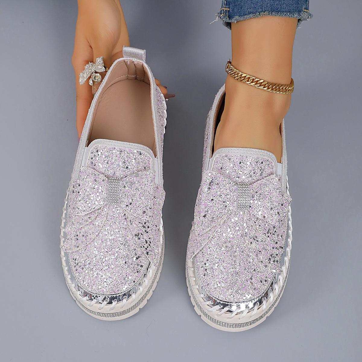 2026 Designer-Schuhe Damen Flache Pailletten-Sneaker Lässige Damen-Netz-Schnürschuhe Feine Diamant-Pailletten Plateau-Vulkanisierte Schuhe 38 violett