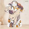 Women Plus Size Halloween Ghost Pumpkin Printed Scrub Top V Neck Short Sleeve With Front Pockets