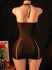 Women'S Sexy Halter Neck Bodycon Dress With Double Front Cutouts Lace Patchwork Open Back Summer Beach Club Party Mini Skirt