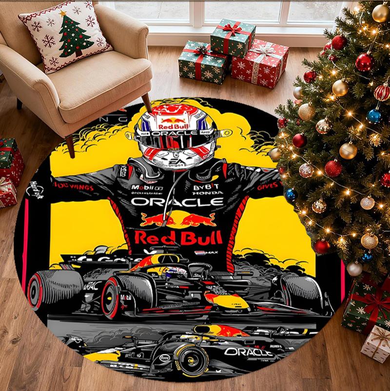 Red Bull Racing Muster Runder Teppich, Innen-/Außenmatte, für Picknick, Spielzimmer, Schlafzimmer, Büro, Wohnzimmer, Heimdeko Teppich, Geburtstagsgeschenk