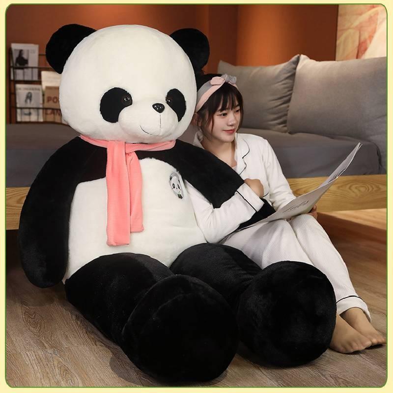 Panda Plush Scarf Toy Cartoon Stuffed Doll Decoration Kids Gift Cushion Back