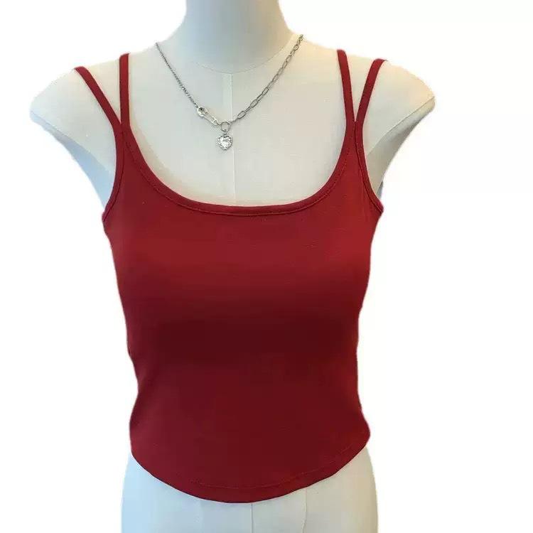 Rückenfreies Trägertop mit Doppelträgern und Brustpolstern - Damen Slim Fit Sommeroberteil