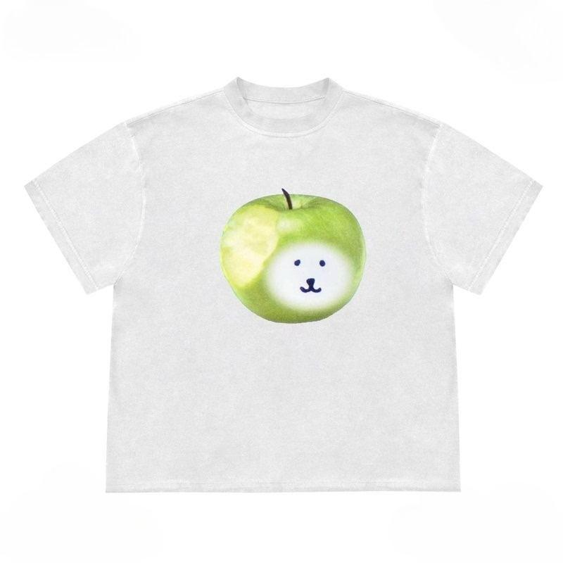 

Apple BearGraphicT Shirts Unisex Pure Cotton T-shirt Tee Casuai Short Sleeve Crewneck Top Fashion Streetwear Korean Y2k Harajuku S