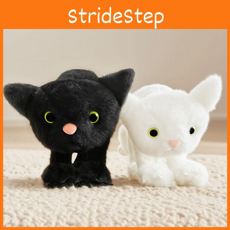 Black And White Cat Plush Toy With Funny Expression For Halloween Gift And Collectors Item