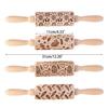 Easter Pattern Rolling Pin Rabbits Carrot Engraved Solid Wood Embossed Cookie Rolling Pin Pastry Dough Flour Roller