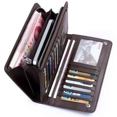 Erkek Deri Cüzdan Lüks İş Bifold Fermuarlı Para Cebi Kart Sahibinin Çok Fonksiyonlu Çanta Adam Debriyaj Çanta